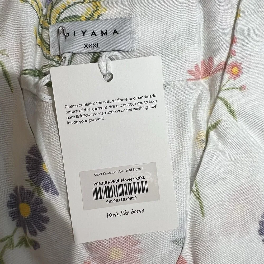 Piyama Womens Short Kimono Robe Sz XXXL Wild Flower Bloomcore Spring Romantic
